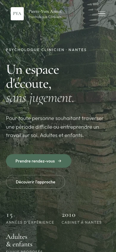 Aperçu du site de psychologue sur mobile