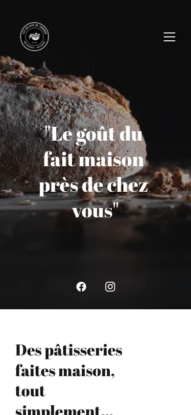 Site de boulangerie sur mobile