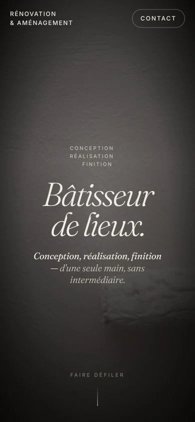 Aperçu anonymisé d’un site de rénovation et d’aménagement sur mobile
